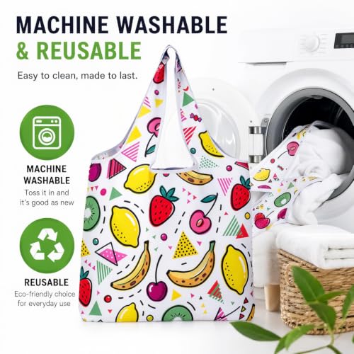 6 Pack Foldable Shopping Bag, Reusable Shopping Bag - color: Fruit