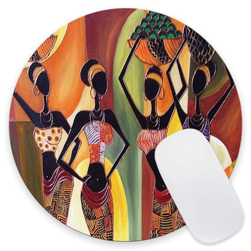 Mouse Pad, Four Sexy African Womens Mouse Pad, Premium-Textured Mouse Mat Round Non-Slip Rubber Base Computer Mousepads for Office Laptop Desk 7.9×7.9×0.12 inches - color: Four Sexy African Womens