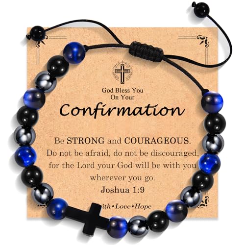 Cross Bracelet for Boys Baptism Confirmation First Communion Gifts - color: Confirmation