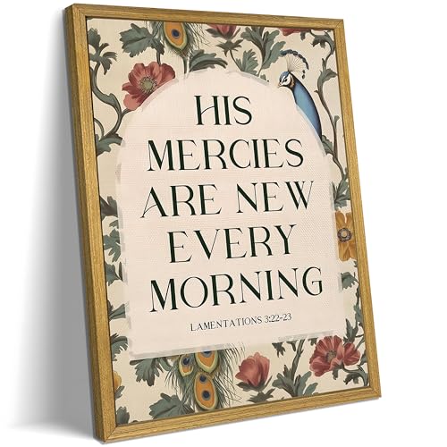 Christian Scripture Canvas Wall Art, Jesus Religious Wall Decor, Bible Verse Scripture Painting With Wood Framed, His Mercies Are New Every Morning Lamentations 3:22–23 Church Home Decor 8x10 Inch - color: Jesus-C, size: 10"L x 8"W