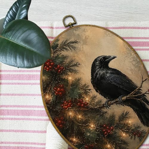 Mcehtle Gothic Raven Christmas Tree Wall Art Decor Framed 8.6x11.4 - color: 34
