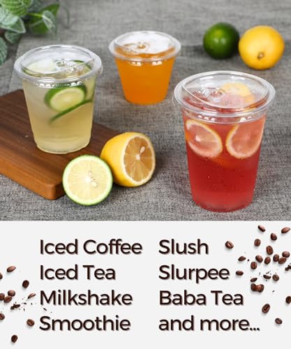 9 oz Clear Plastic Cups with Strawless-Sip-Lids, 25 Sets Disposable Cups Plastic Iced Coffee Cups, To Go Cups with Sip Through Lids for Smoothie, Milkshake, Cold Drinks for Party, Wedding, Event - size: 9 oz Regular