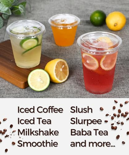 9 oz Clear Plastic Cups with Strawless-Sip-Lids, 25 Sets Disposable Cups Plastic Iced Coffee Cups, To Go Cups with Sip Through Lids for Smoothie, Milkshake, Cold Drinks for Party, Wedding, Event - size: 9 oz Regular