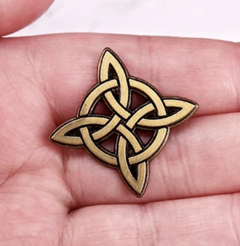Celtic Knot Symbol Medieval Interlocking Pattern Star Welsh Gaelic Cornish Insular Art Christian Design 1.2" Enamel Pin Badge