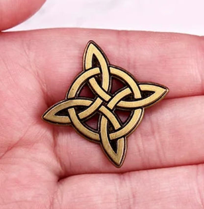 Celtic Knot Symbol Medieval Interlocking Pattern Star Welsh Gaelic Cornish Insular Art Christian Design 1.2" Enamel Pin Badge