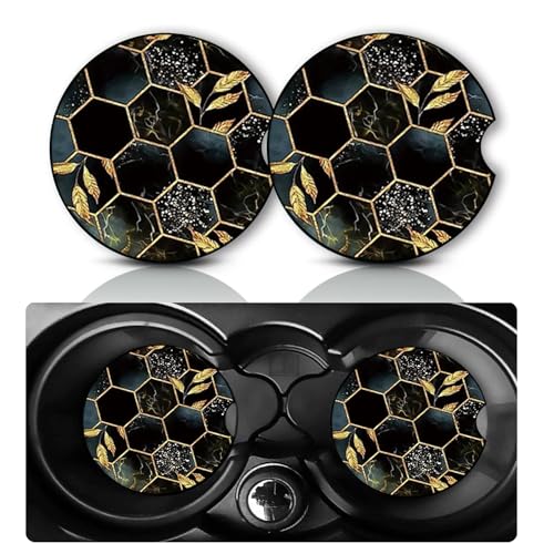 2PCS Honeycomb Car Cup Holder Coasters Universal Anti-Slip Rubber Mat - color: Honeycomb