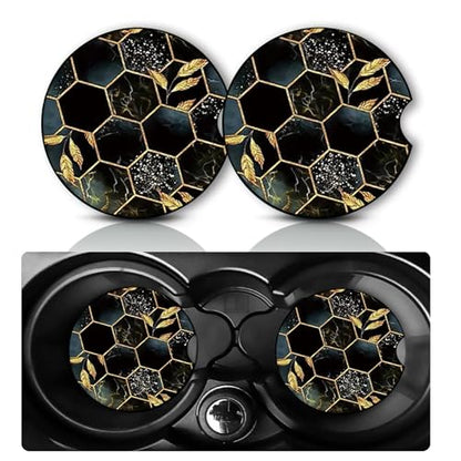 2PCS Honeycomb Car Cup Holder Coasters Universal Anti-Slip Rubber Mat - color: Honeycomb