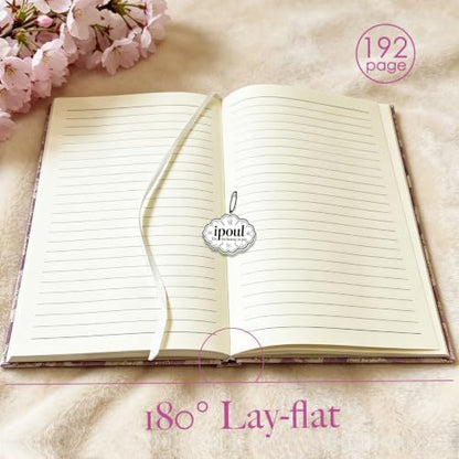Purple Notebook, Floral Journal, A5, Ruled, Journal for Teen Girls, Writing Notebook, Hardcover, Lay-flat, Pretty Girls Diary, School Supplies, Cherry Blossom Flowers - color: Cherry Blossom Purple