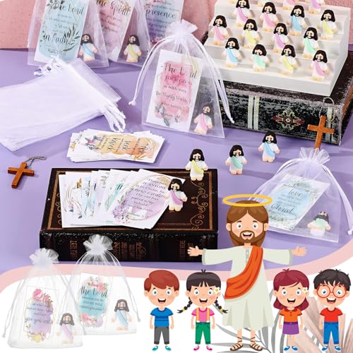 Bememo 25 Pcs Mini Jesus Figurines Easter Toys, Lovely Style, Five Colour - color: Five Colour