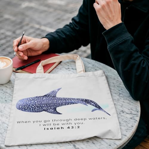 FBB Christian What's the Best that Could Happen Inspirational Tote Bag - color: When You Go Through Deeo Waters,i Will Be With You