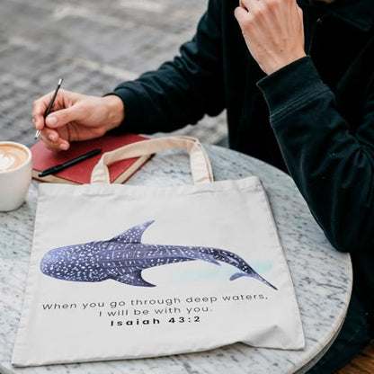 FBB Christian What's the Best that Could Happen Inspirational Tote Bag - color: When You Go Through Deeo Waters,i Will Be With You
