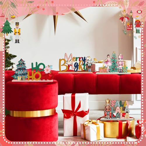 Shellwei 6pcs Christmas Table Decorations Wooden Nutcracker Fairy Ballet Merry Christmas Table Centerpiece Mouse King Soldier Wooden Signs for Xmas Home Table Tier Tray Party Decor - style: Nutcracker Style
