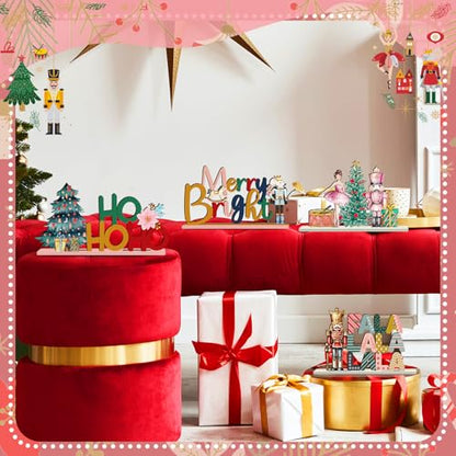 Shellwei 6pcs Christmas Table Decorations Wooden Nutcracker Fairy Ballet Merry Christmas Table Centerpiece Mouse King Soldier Wooden Signs for Xmas Home Table Tier Tray Party Decor - style: Nutcracker Style