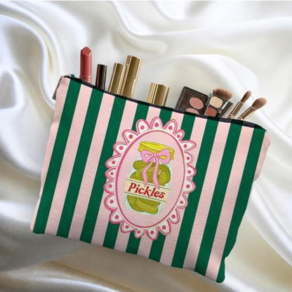 Pickle Lover Gifts Canvas Makeup Bag for Women - color: pickles