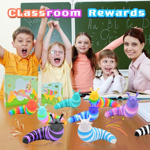 Cevioce 4Pcs Party Favors - Fidget Toys Slugs for Students & Classroom Prizes - Goodie Bag Stuffers for Kids 3-5 Easter Gifts for Boys Girls Easter Basket Stuffers for Kids Toddlers B - style: 4PCS - B -Medium Size