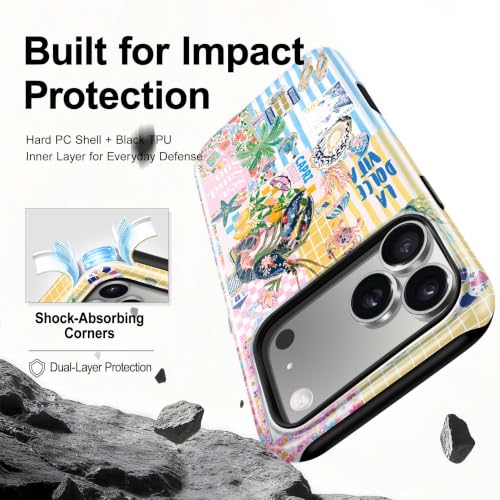 for iPhone 17 Pro Case, Cute Summer Magnetic Phone Case - color: Coastal Blue Yellow, size: iPhone 17 Pro
