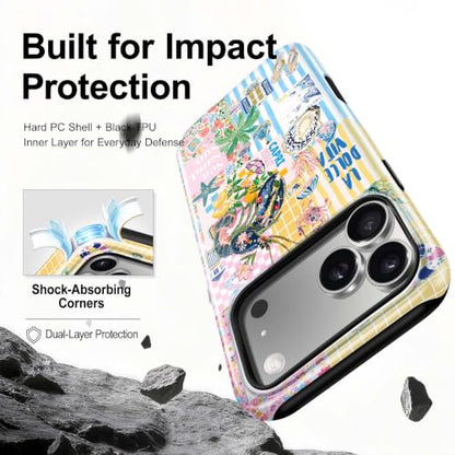 for iPhone 17 Pro Max Case, Cute Summer Magnetic Phone Case - color: Coastal Blue Yellow, size: iPhone 17 Pro Max