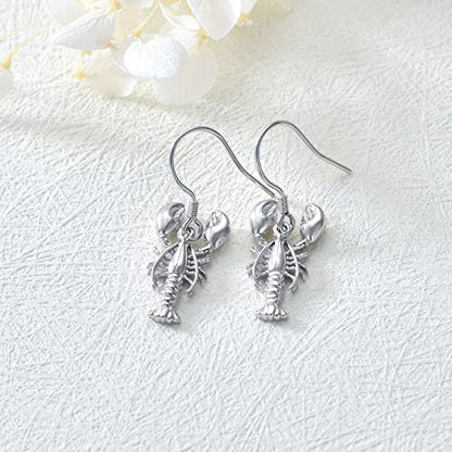 Crab/Mushroom/Lobster/Bat/Angler Fish/Tiger/Elephant/Jellyfish/Flamingo/Scorpion Earrings Dangling Sterling Silver Created Blue Opal Earrings Jewelry Gifts for Women Girls… - style: Lobster