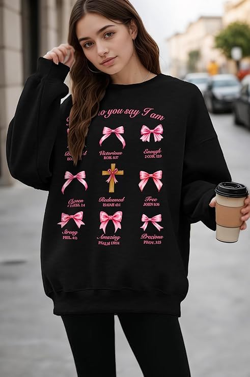 Christian Sweatshirts For Women Oversize Daisy Print Sweatshirts - color: Black, size: Large