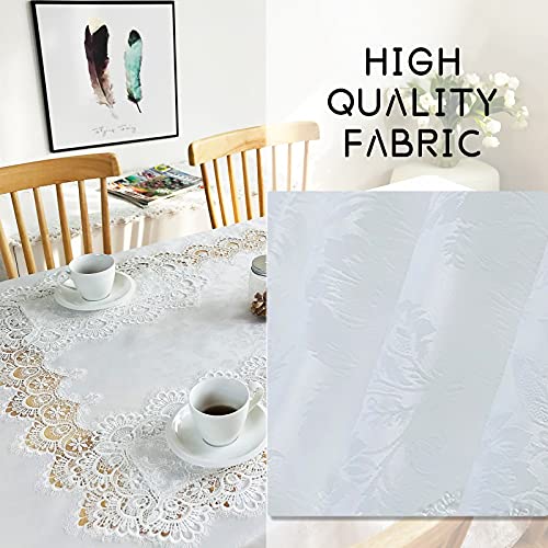 Lace Tablecloth Rectangle Fabric Washable Off White 16x70inch - color: H17191-white-1, size: 16*70