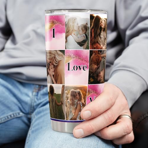 Personalized Mom Photos Tumbler Custom Pictures Insulated cups Travel Coffee Mug with Lids Stainless Steel 20 30 Oz Gifts for Mommy New Grandma Mother's Day - color: Mom 615