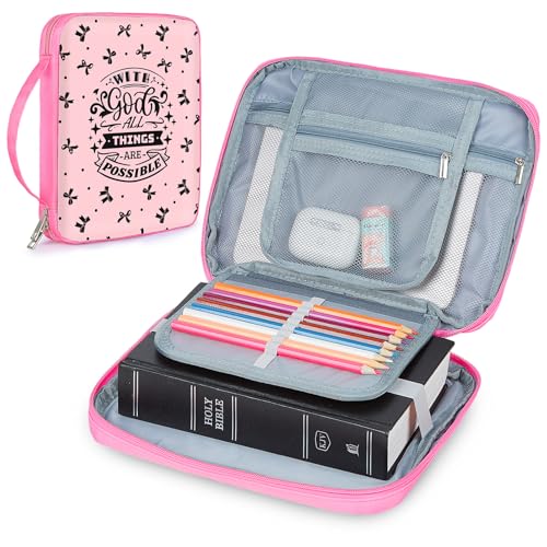 ICOSY Bible Cover, Church Bag for Women and Girls - color: Black Bowknot
