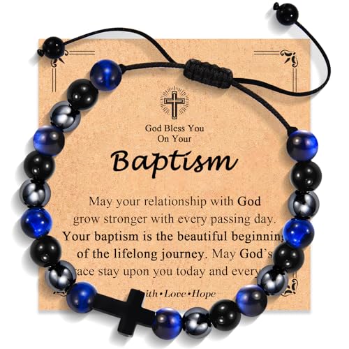 Cross Bracelet for Boys Baptism Confirmation First Communion Gifts - color: Baptism