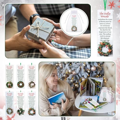 Supervitae 12 Set Holly Wreath Cross Pins Christian Christmas Gift Bulk - style: the Holly Wreath