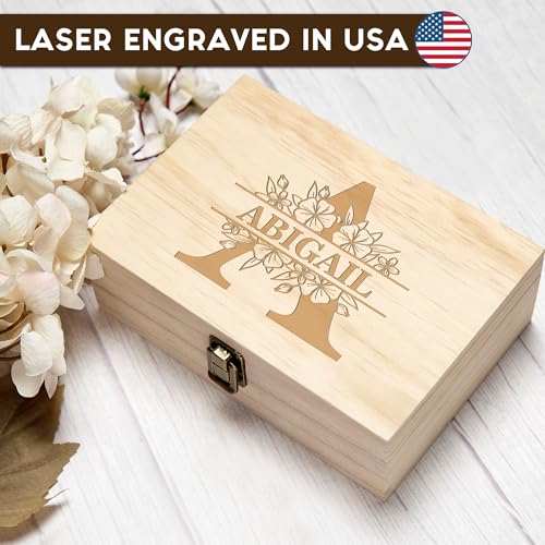 Personalized Floral Monogram Box, Engraved Bridesmaid & Maid of Honor Gift - style: 3. Monogram Designs