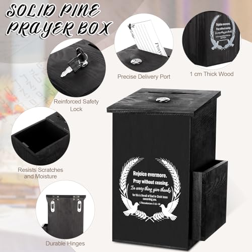 Roowest Prayer Request Box with Cards, Church Offering Box, Black - color: Black