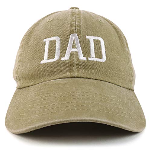 Trendy Apparel Shop Dad Embroidered Pigment Dyed Low Profile Cotton Cap - color: Khaki