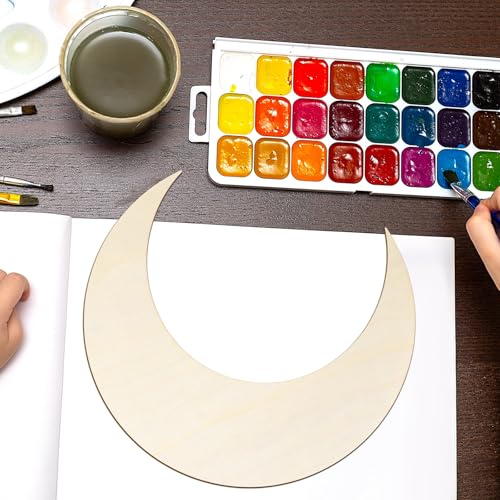12 Pack 12 Inch Unfinished Wood Crescent Moon Cutout for Crafts - color: Moon, size: 12 Inch