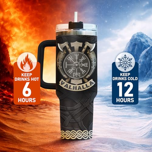 34HD Valhalla Viking 40 oz Tumbler with Handle, Hunter Life Gift - color: Viking Code