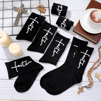 Cutecrop 6 Pairs Christian Faith Socks for Youth Religious Crew Socks - color: Black