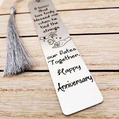 Unique Gift For Anniversary - I know God has truly blessed me when he tied the strings our fates together Bookmarks (Steel Silver) - color: Steel Silver