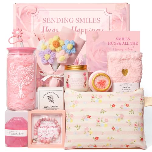Gift Baskets for Women, 10pcs Happy Birthday Gifts for Women - color: Pink