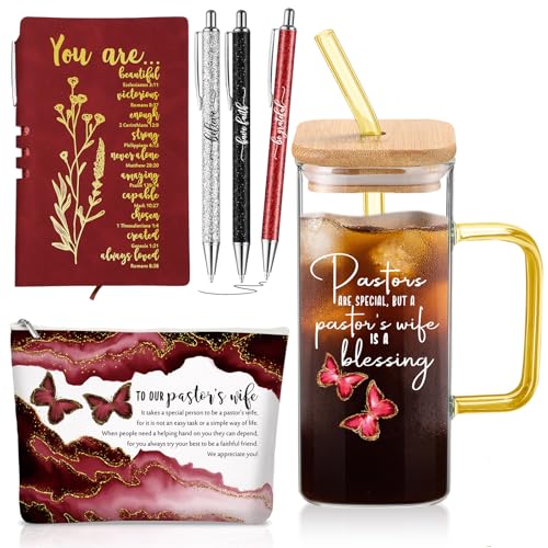 Watersay 6 Pcs Pastor Wife Appreciation Gifts Glass Cup Set, Red - color: Red