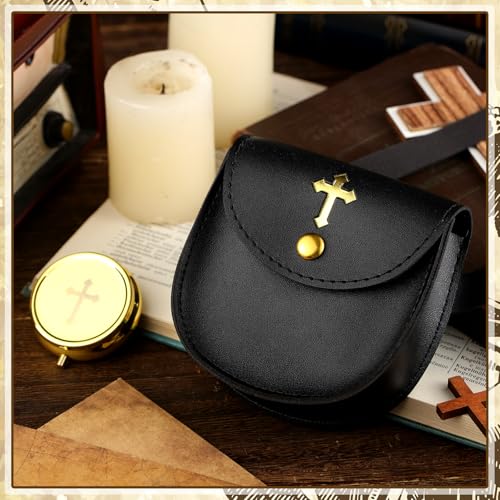 Huhumy 2 Pcs Catholic Communion Pyx Burse Gold Cross, Classic Style, Cross