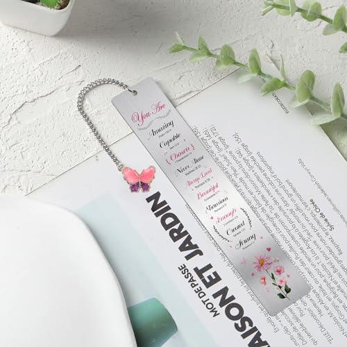 Christian Metal Bookmark and Pen, Inspirational Metal Book Mark for Women - style: Christian, Pink