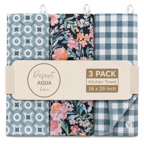 Kitchen Towels, Dish Towels for Kitchen, 3 Pc Kitchen Towel Set - color: Pewter