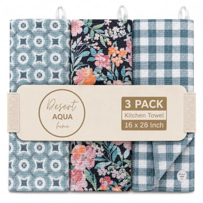 Kitchen Towels, Dish Towels for Kitchen, 3 Pc Kitchen Towel Set - color: Pewter