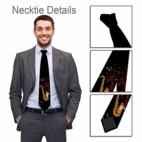 Men's Ties Novelty Tie Necktie for Men Teen Boys Multicolor Tie Party Holiday Thanksgiving Christmas - color: Gold Saxophone