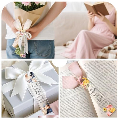 Dazoratix Christian Acrylic Bookmark Blanks - 60 Pcs Inspirational Bible Verse Making Kit Colorful Flower Religious Clear UV DTF Transfer Stickers with Ribbons DIY Craft for Reading Women Book Lovers