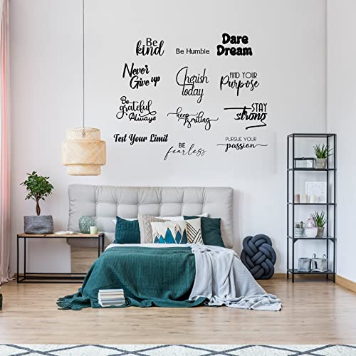 Fumete 12 Pcs Inspirational Vinyl Wall Decals,Motivational Quotes Stickers