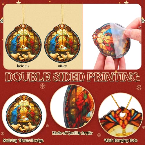 Halloscume 24 Pcs Christmas Nativity Scene Ornaments Bulk Xmas Decor, Round - style: Round Style