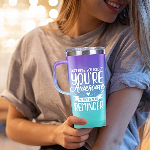 SANDJEST 20oz Travel Tumbler With Handle Inspirational Gift For Women, Colleagues, Mom, Motivation Gift Idea for Mother's Day, Birthday Gifts For Her - color: Inspiration 2