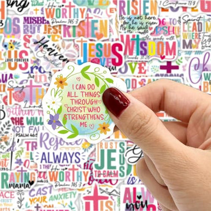 WorldBazaar 100pcs Bible Verse Stickers Bulk Floral Inspirational Jesus
