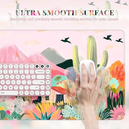 iCasso Desk Mat,Cute Mouse Pad for Desk,35"x16",Home Office, Cactus - color: A-cactus