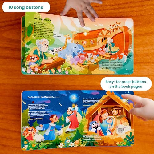 GO GO God Made Me Sound Book, 10 Christian Songs, USB-C Rechargeable, Musical Learning Toy for Toddlers 1-3, Babies 0-2, Preschoolders, Kids 1-6 - color: God Made Me