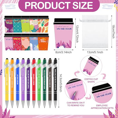 Kosiz 30 Set/90 Pcs Employee Coffee Cup Notepad with Pen, Xmas Sticky Notes - style: Employee
